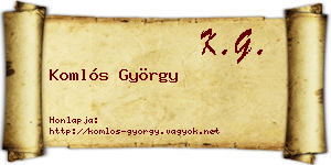 Komlós György névjegykártya